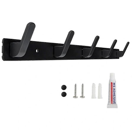 Vægmonteret knagerække med 5 kroge til entre, badeværelse, køkken, to installationsmetoder