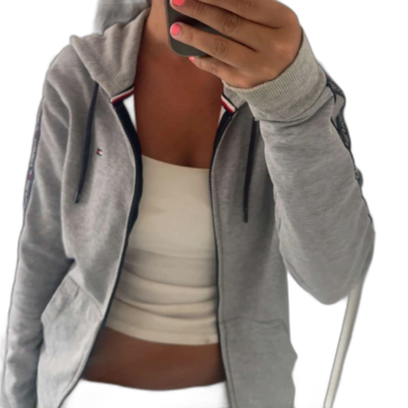 Grå zip hoodie från Tommy Hilfiger