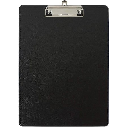 Karton clipboard med plastiklomme og klips med vægophængningssystem Format 23 cm x 32 cm til A4-format dokument sort farve.