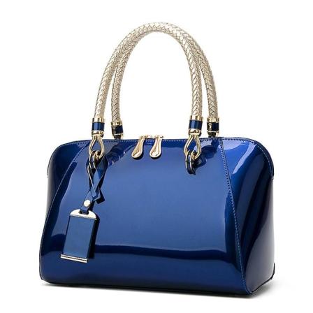 Handväska Blank Läder Boston Bag Mode Blå Röd Svart Beige Rosa Väskor För Kvinnor Sac De Luxe Femme 3