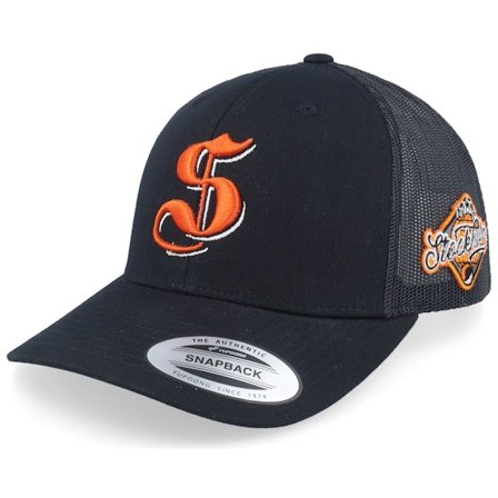 Hatstore - Black trucker Czapka Z Daszkiem - 3d Stockholm Orange Letter Script Black Trucker @ Hatstore