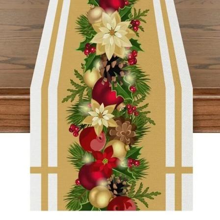 Julbordslöpare Linne Röd Svart Buffel Rutig Gnome Rensnögubbar Cover Till kök Matbordsdekoration 18 33X183CM