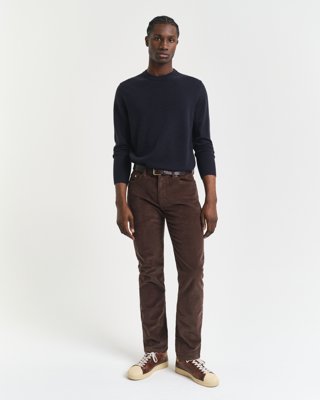 GANT - Regular fit kordfløyelsjeans til herre rich brown