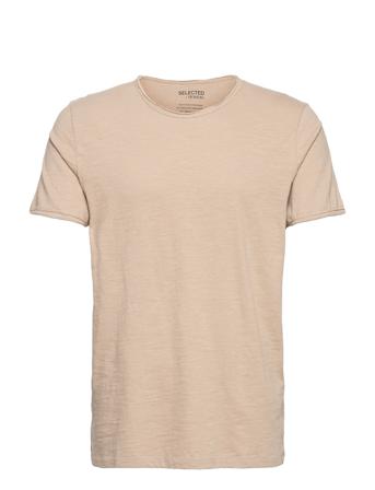 Slhmorgan Ss O-Neck Tee W T-shirts Short-sleeved Beige Selected Homme