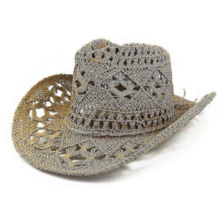 Dame/herre Håndlaget Piercet Cowboyhatt Cowboy Bredbrem Sommer Strand Solhatt BBA