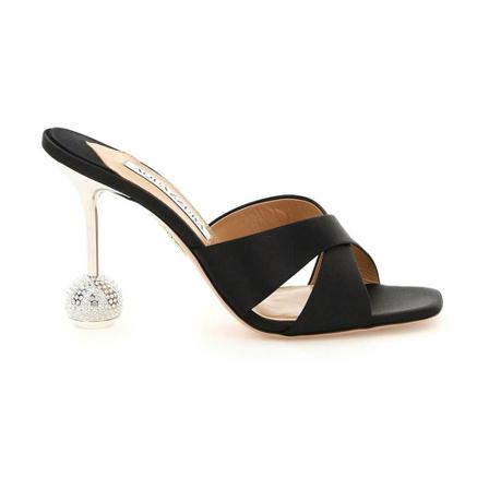 Aquazzura, yes darling satin mules Czarny, Kobieta, Rozmiar: 36 1/2 EU