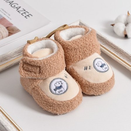 Winter Warm Cartoon Baby Shoes, Christmas Baby Shoes, Soft Sole Baby Shoes, Boots 4c (Khaki, One Size)