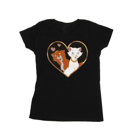 Disney Dam/Kvinnor Aristocats Hjärta Bomull T-shirt XXL Svart