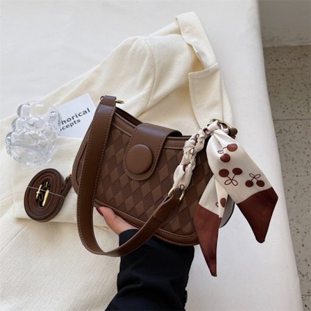 Plaid Lille Taske Skuldertaske BRUN