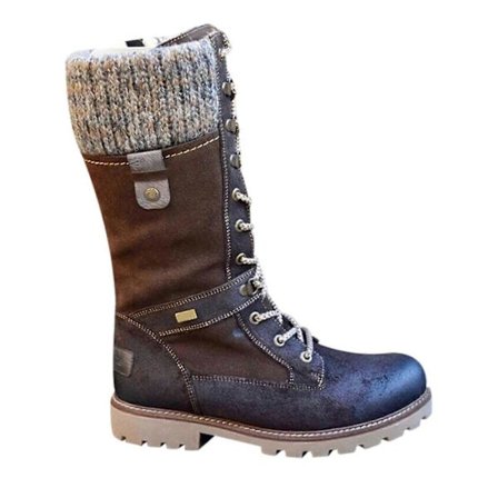 Dame Flate Snørestøvletter Midt på Leggen Dame Motorsykkel Kjøring Vinter Varme Sko