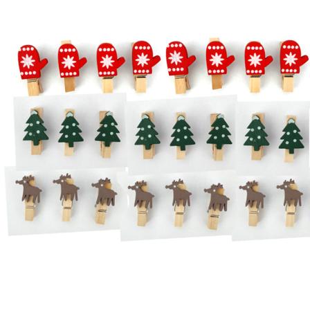 48 stk. træklemmer - træklemmer - minitøjsklemmer i træ til fotos - velegnet til juleklipsdekoration, fotogave, kortdesign, album