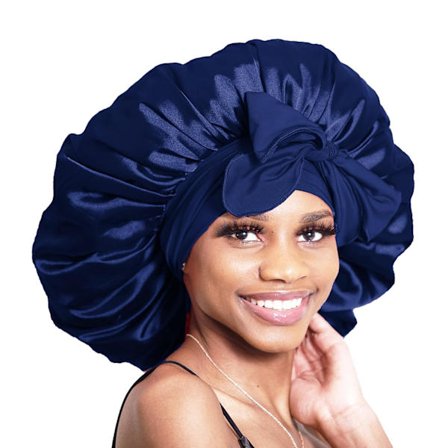 Siden Bonnet för Sömn Kvinnor Satin Bonnet Hårmössa Stor Bonnet Natt Sovhatt Halsduk Wrap för Lockigt Hår med slips