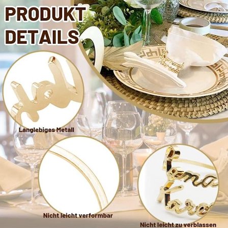 10 metallista serviettisormusta, serviettisormukset, hääserviettisormussetti, me