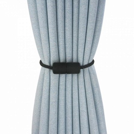 2-pakning Svarte Sterke Magnetiske Gardinbånd Utendørs Elegante Dekorative Bånd Moderne Tau for Draperinger Vindusgardin Holdbacks 47cm