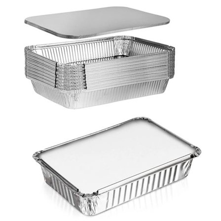 Grillbrett 10 Stykker 1750ml Brett med Lokk, Catering, Frysing, Perfekte Engangstallerkener Laget av Aluminium