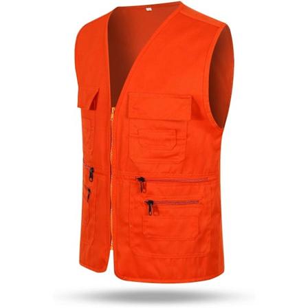 Herre Jagtvest Orange Sikkerhedsveste med Flere Lommer