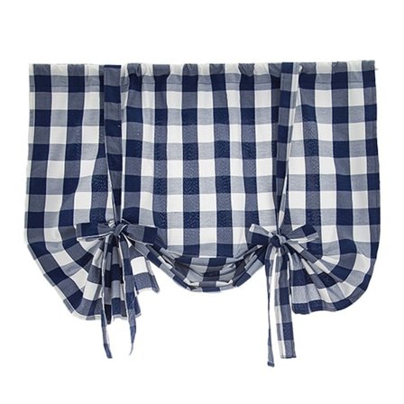 Ramie Bomuldsgitter Romersk Gardin til Køkken Navy Blå