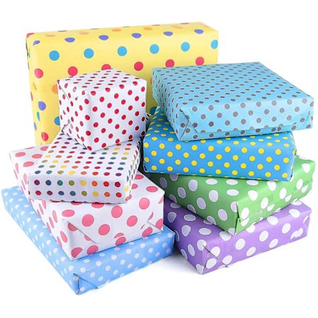 18 Ark Polkadot Bursdagsgavepapir Fargerikt Gavepapir