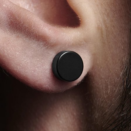 Pendiente de rosca negro de 8 mm para hombres - Pendientes con cierre a presión