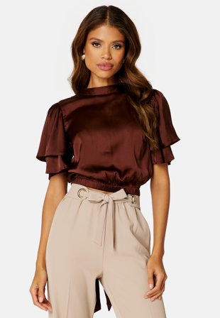 BUBBLEROOM Doreen butterfly sleeve blouse Brown Klær