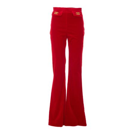 Elisabetta Franchi, Elisabetta Franchi Trousers Red Czerwony, Kobieta, Rozmiar: XS