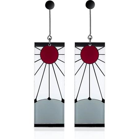 925 Sterling Silver Tanjiro Örhängen,anime Demon Slayer Cosplay Tanjiro Black Earrings Öronklämma Kimetsu No Yaiba Hanafuda Halloween För Män Kvinnor 