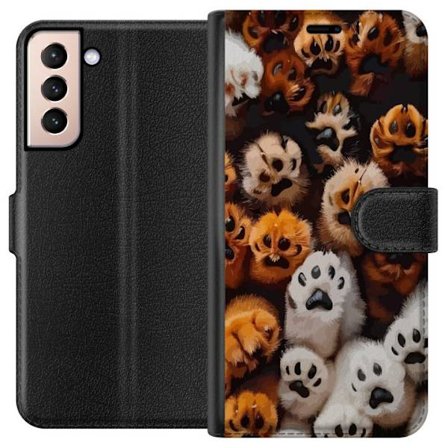 Kompatibelt Plånboksfodral till Samsung Samsung Galaxy S21 Djuren tassar närbild charmig design i beige och brunt med gullig struktur och realistisk