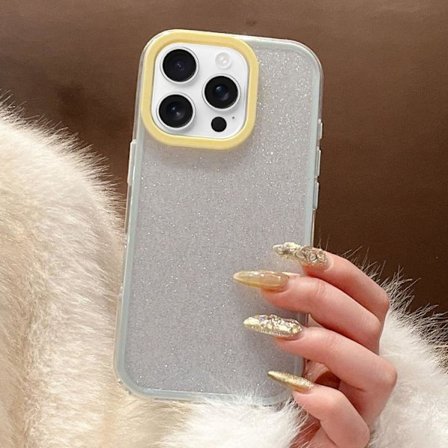 iPhone 16 Pro Max Glitter Kontrastfärg PC Hybrid TPU Skal