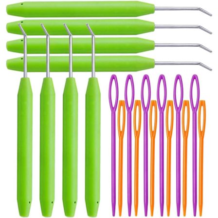 12 Stykker Grønne Strikkepinde med Farverige Plastiknåle til Strikkemaskiner og Tavler