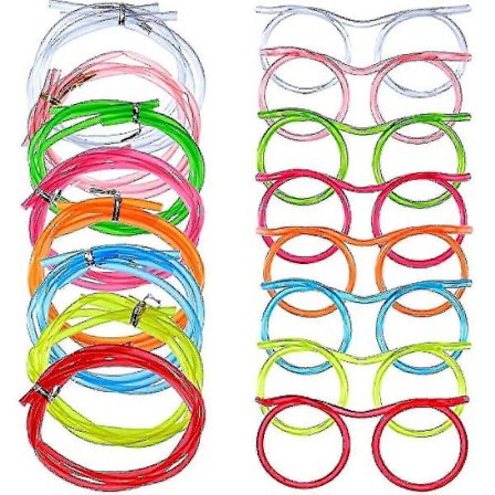 8 Stykker Silly Straw Briller Øyeglass Straws Øyeglass Crazy Fun Loop Straws Nyhet Drikke Øyeglass Straw For Årlig Møte Morsomme Fester Fødselsdag