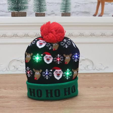 Julmössa Cap Julklapp Stickad Mössa Led