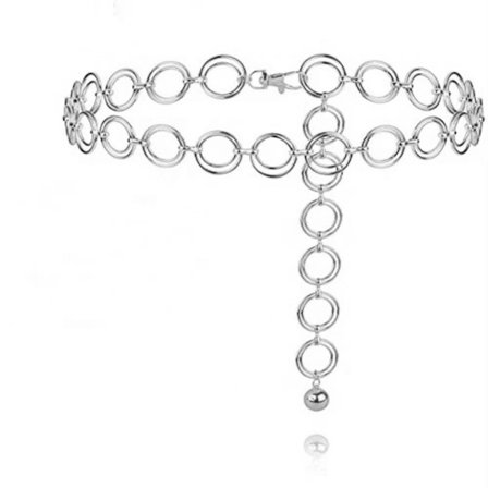 Damekjedebelte, justerbart kjedebelte for bukser kjoler, metall