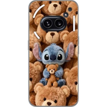 Kompatibel Mobilcover til Nothing Phone (2a) Plus Stitch omgivet af brune teddybjørne med en lille teddybjørn i armene i en sød og hyggelig kawaii-