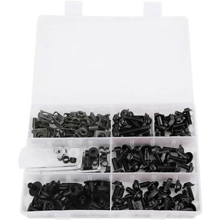 198 deler/sett Kledningsskruesett, Universal Motorsykkel Kledningsskruesett Skruer Festemidler Karosseri Monteringssett Skiver Muttere Skruer Klips 