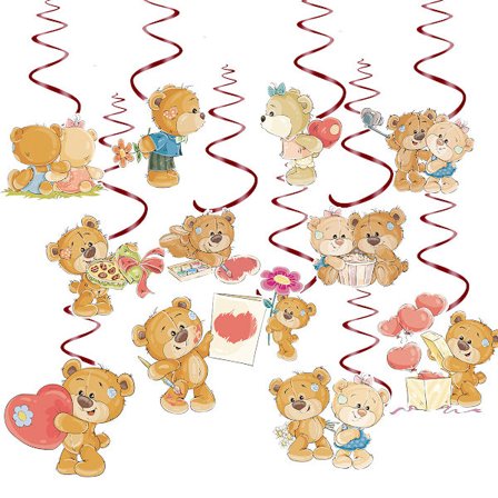 Ystävänpäivän teemajuhlat koristeet, ins piirretty karhu, söpö g