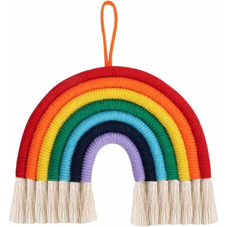 Barnrumsväggtapet Makraméväggdekoration, Regnbåge, Rep Bomull Makramé Bomull Färgväggdekoration för Barnkammare Barnrumsdekor