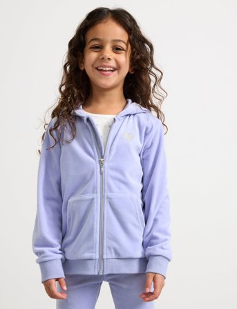 Lindex Hoodjacket Velour Solid - Purple - 92