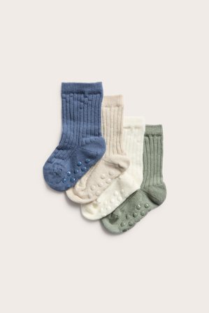 Kappahl | Ribbade babystrumpor 4-pack Blå 16/18 | Blå