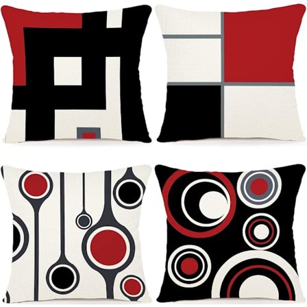 Sett med 4 putetrekk 45 x 45 geometrisk mønster sofa fiske plysjtrekk putetrekk firkantet