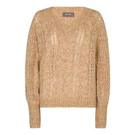 MOS Mosh, V-neck Knitwear Beżowy, Kobieta, Rozmiar: M