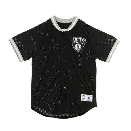 Mitchell & Ness, Casacca Seasoned PRO Mesh Button Front Bronet Zwart, Heren, Maat:S