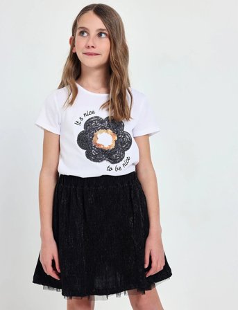 Boboli Knit Skirt Combined - Black - 128