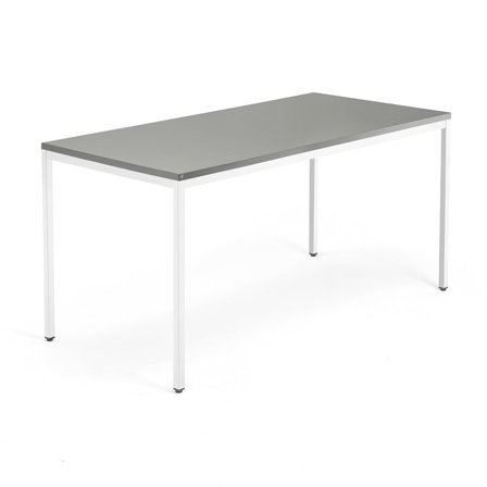 Skrivebord QBUS, stel med 4 ben, 1600x800 mm, hvidt stel, lysegrå