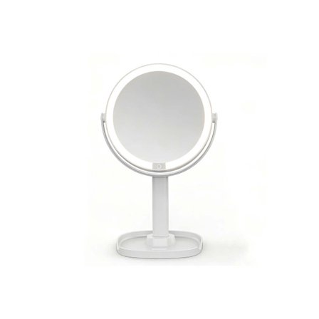 8-tums dubbelsidig LED sminkspegel med 5x förstoring - Touchkontroll, uppladdningsbar