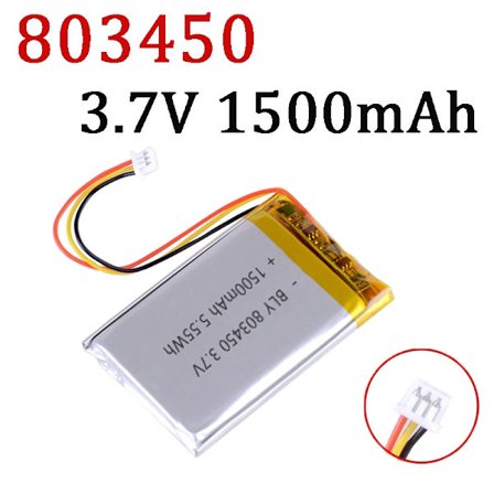 3.7V 1500mAh Li-Polymer LiPo ladattava akku PH 1.25mm 3pin liittimellä MP3 DVD PAD -kameralle GPS kannettavalle tietokoneelle 803450