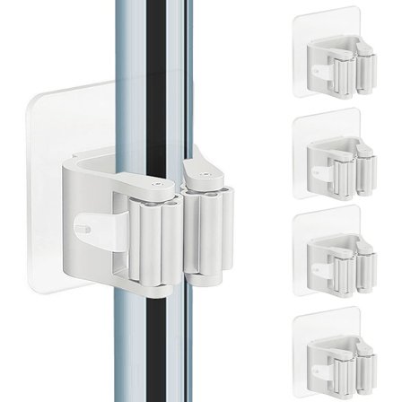 Kosteskaft og moppeholder 5 stk selvklæbende uden skruer kost udendørs indendørs kosteholder væg vægophængning koste væg vægophængning kost kost hvid