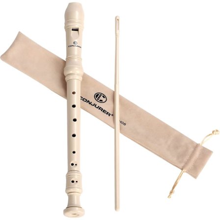 Sopranblokkfløyte for barn og studenter - Tysk fingering 8-hulls fløyte i ABS Descant for nybegynnere med rengjøringsstang og veske, Beige