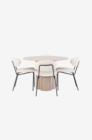 Venture Home - Spisegruppe Olivia med 4 spisebordsstole Chico - Brun - Spisebordssæt 4 personer - Fra Homeroom