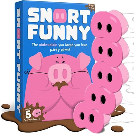 Snort Funny Grisspel, Oinkcredible Du Griner Du Taber Partyspil, Grisenæsespillet for Familie og Venner, med 150 Udfordringskort, 5 Grisenæser