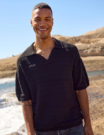 ONLY & SONS Onsgrayson Ds 5 Chochet Polo Knit Noos - Black - M